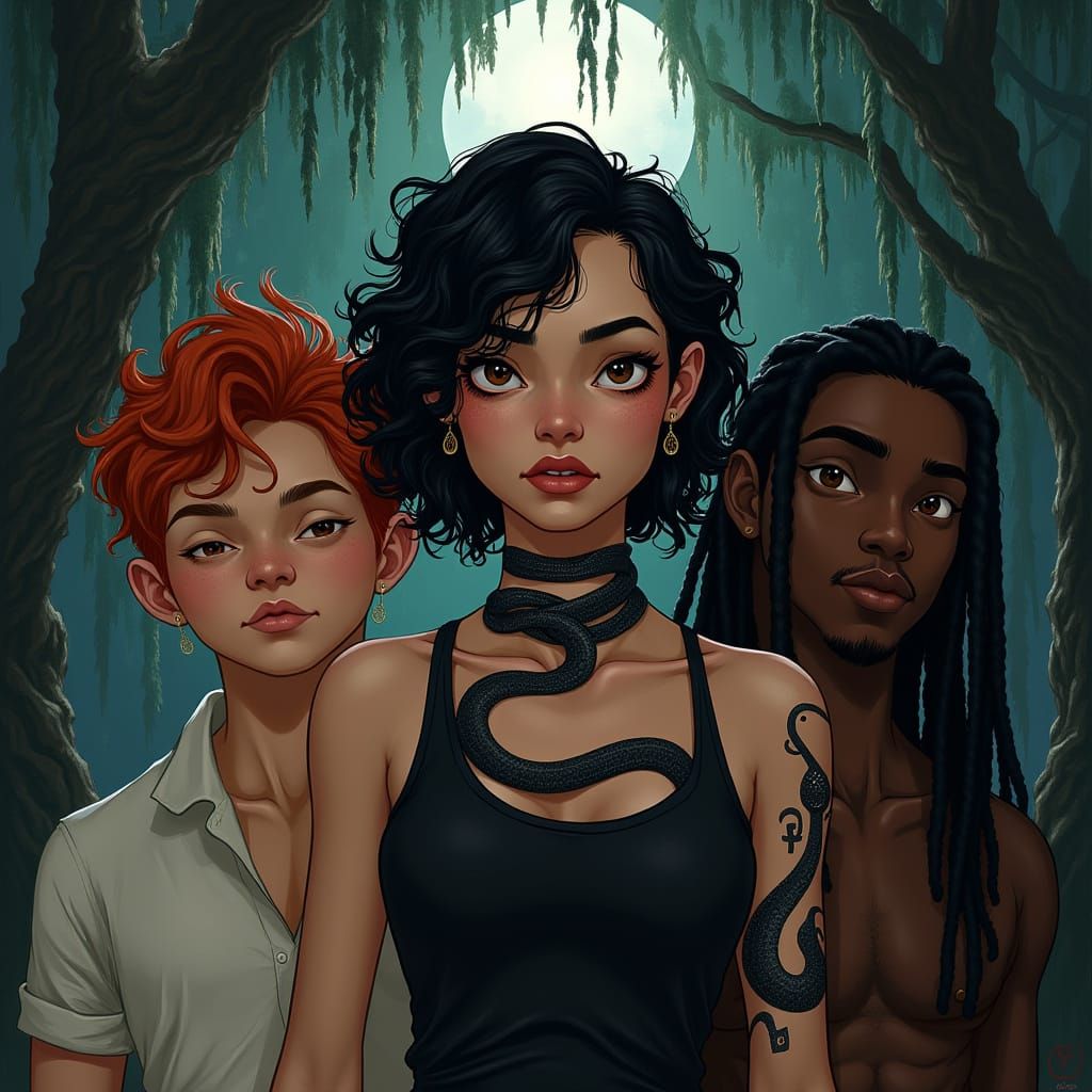 Mysterious Southern Gothic Trio in Digital Painting