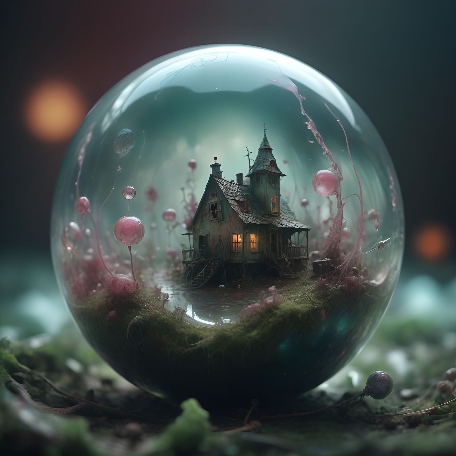 Poisonous Acid in Glass Sphere, Macro Photography