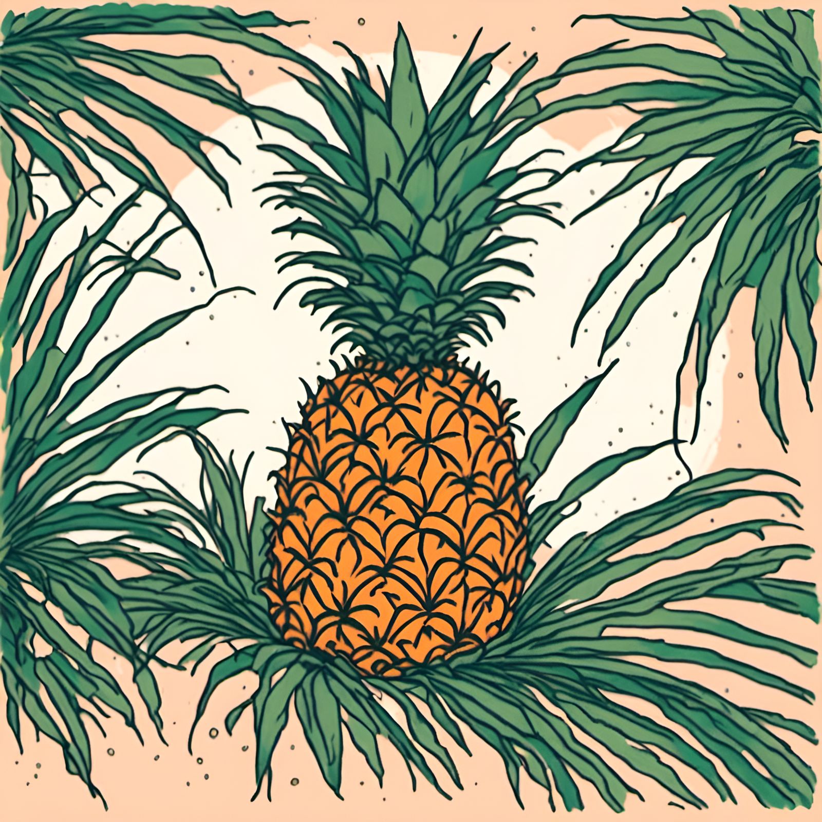 Pineapple in Crayon-Wax Style