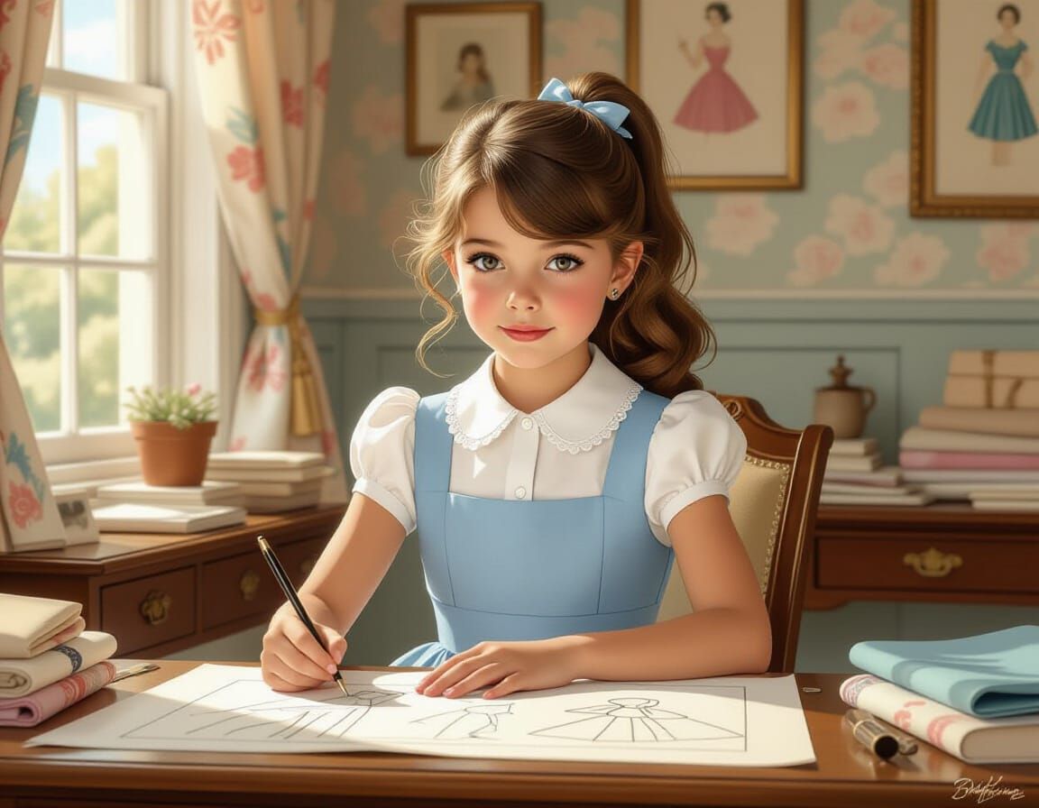 Vintage Studio: Little Girl Fashion Designer in Nostalgic St...