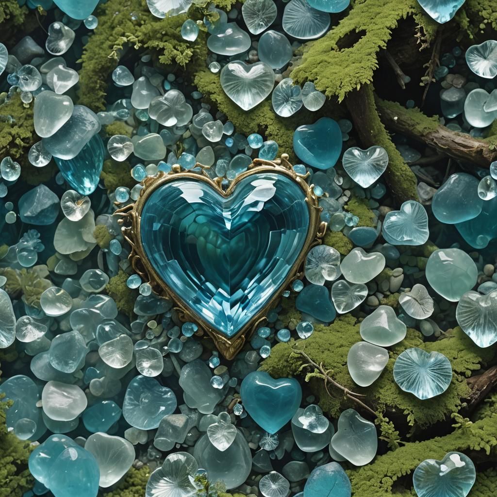 Tranquil Aquamarine Heart in Azure Lagoon: 3D Anime Art