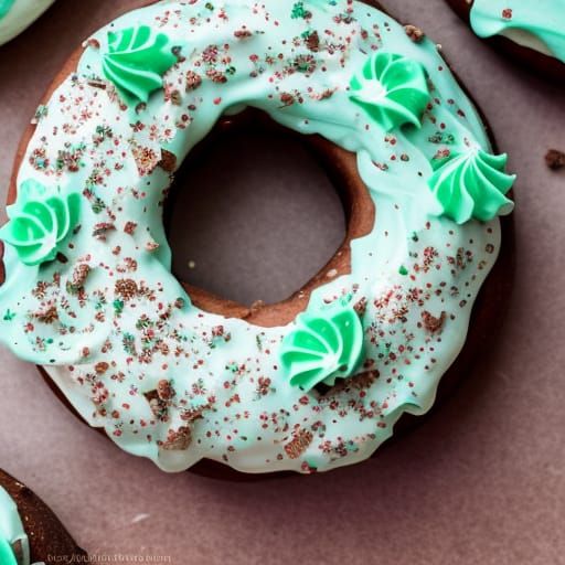 Mint Mountain Donut with Chocolate Bark: Professional Photog...