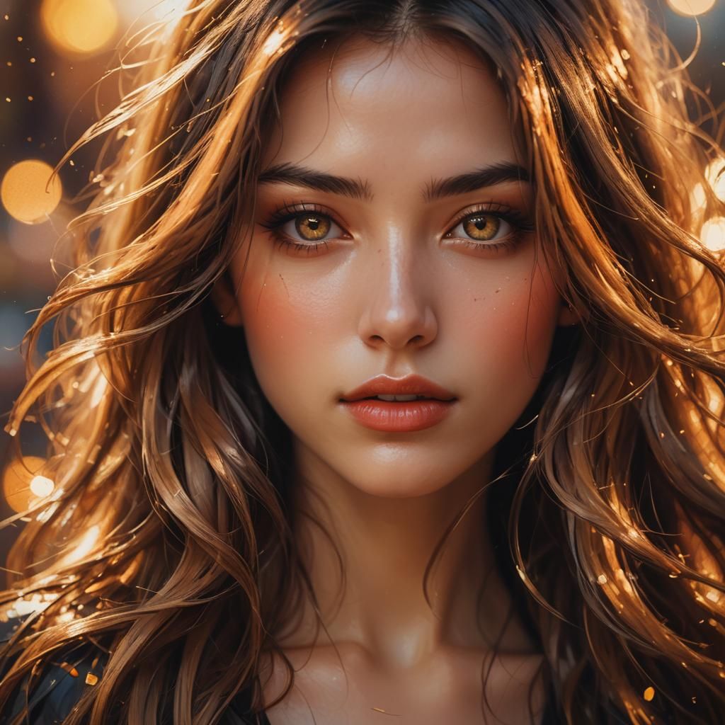 Sultry Woman Portrait in Vibrant Oil Painting Style