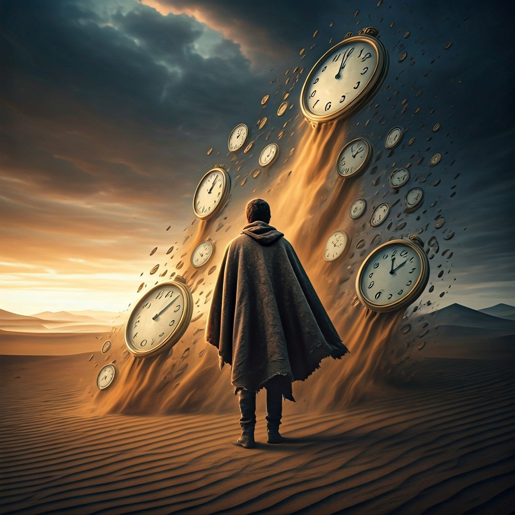 Surreal Time Unraveling Around a Cloaked Figure