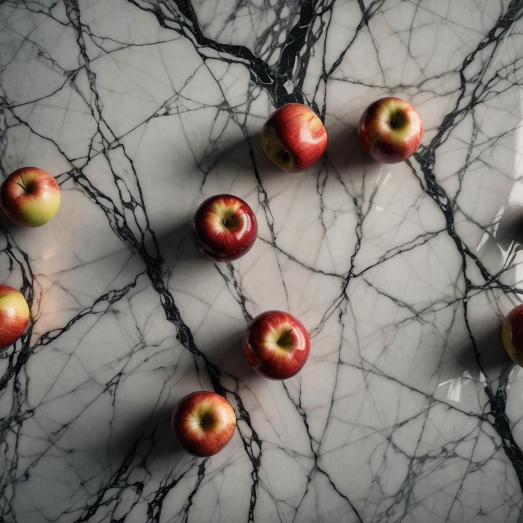 Apples on Marble Desk in Dark Academia Style