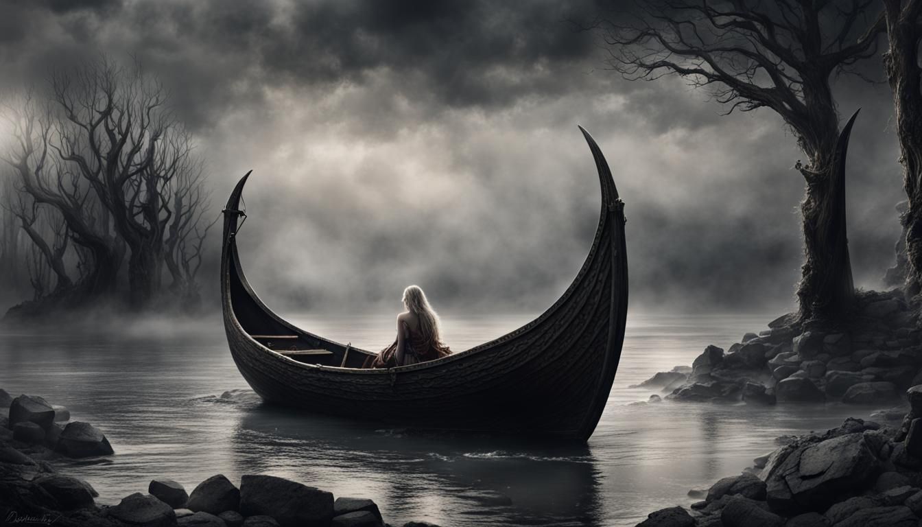 Viking Funeral at Sea in Digital Art