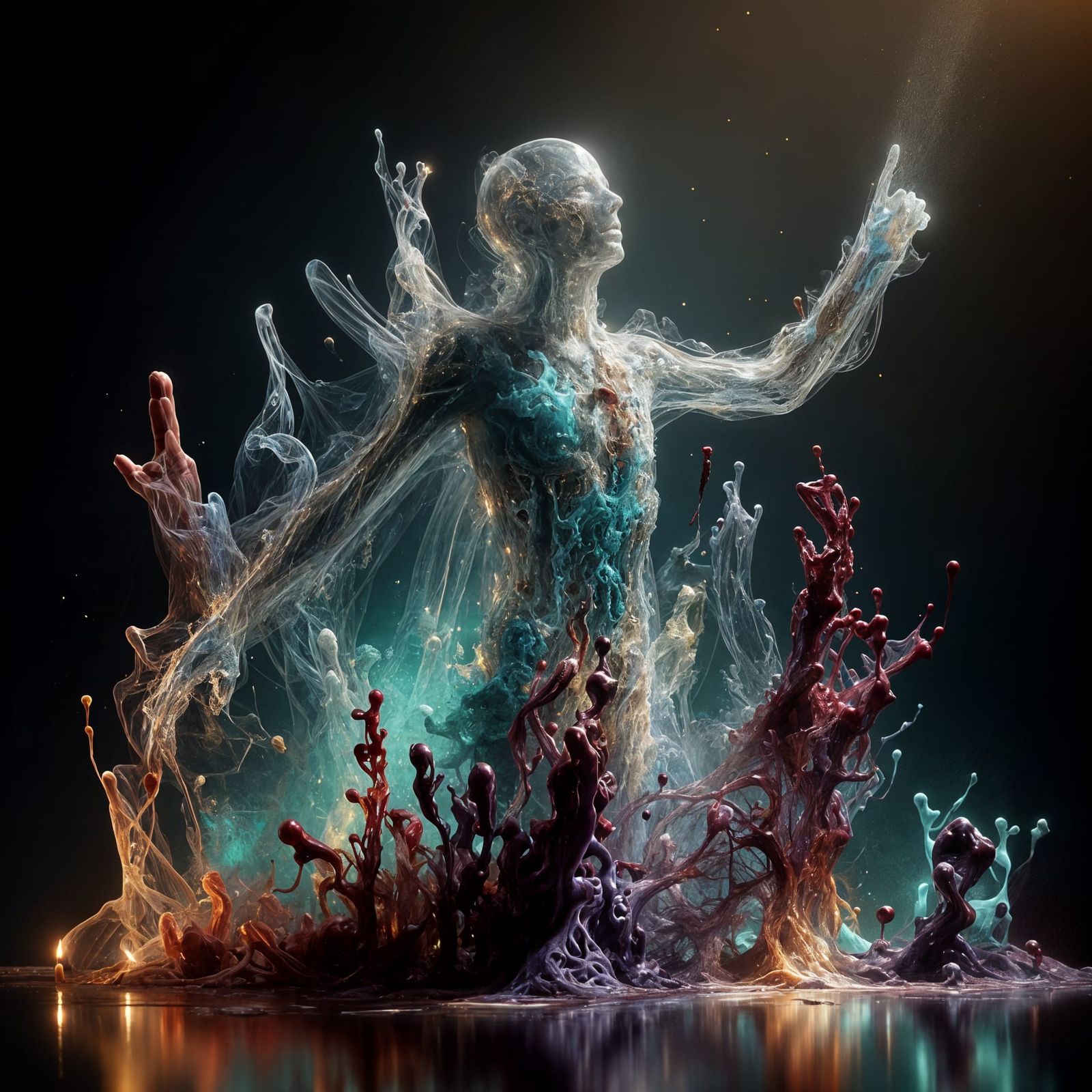 Ghostly Figure Drenches World in Dutch Pour Art