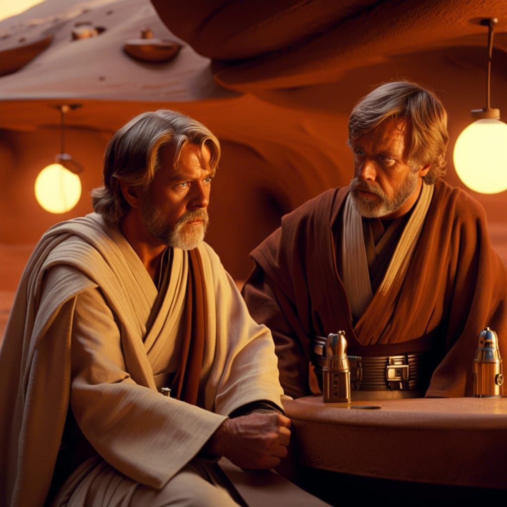 Luke and Obi-Wan in Tatooine Cantina