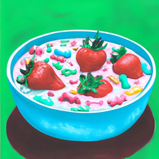 Strawberry Jacuzzi in Gouache Style