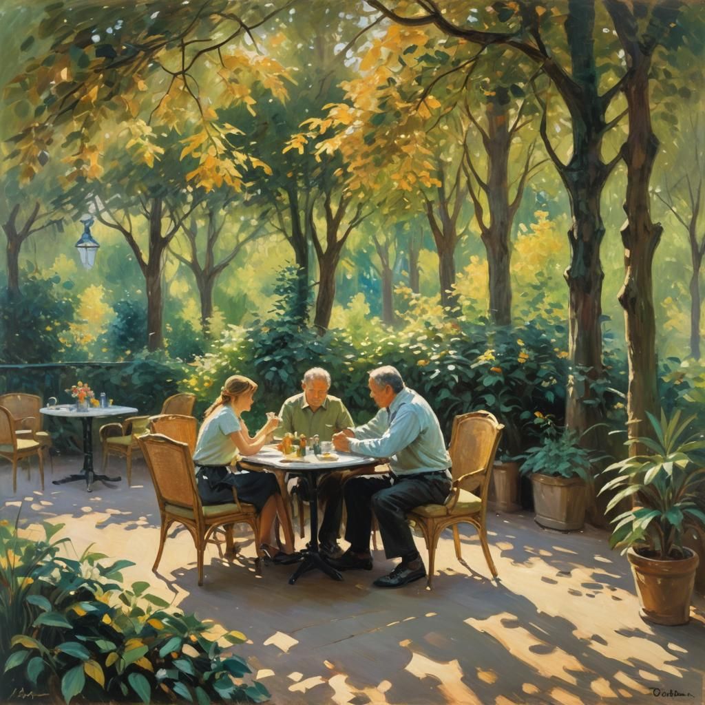 Father and Daughter Luncheon in Impressionist Style