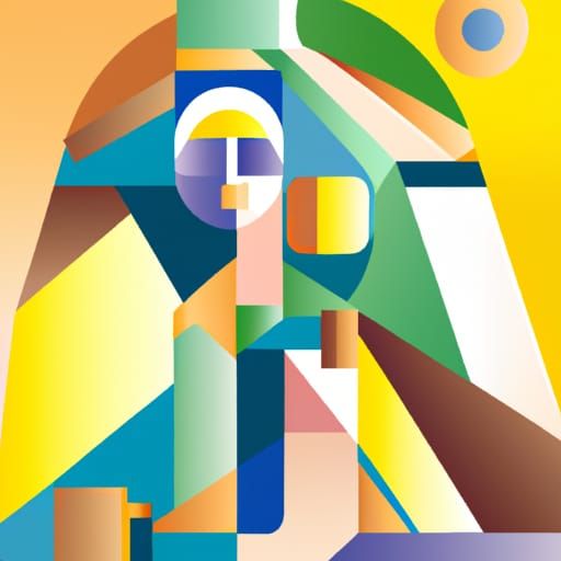 Colorful Geometric Portrait in Cubist Art Deco Style