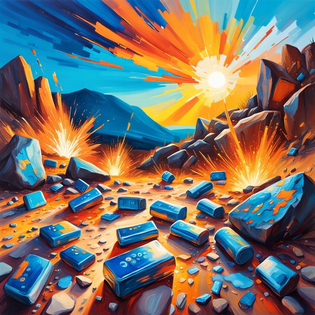 Lithium Sunset: Expressionist Oil Painting Landscape