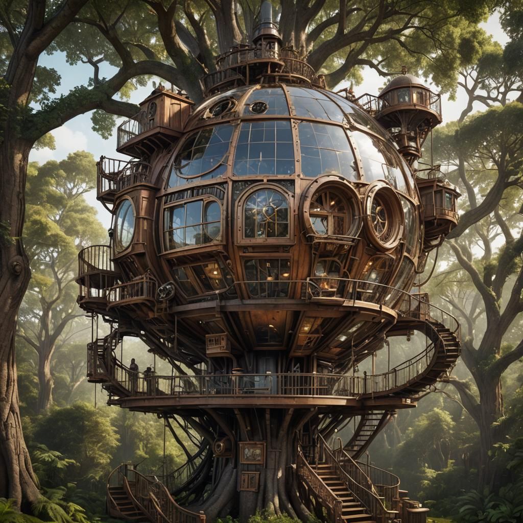 Steampunk Glass Orb Treehouse