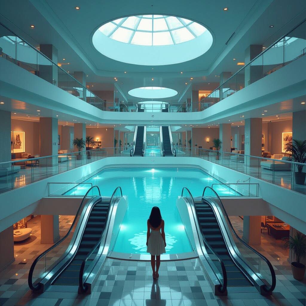 Surreal Liminal Space: Motel, Office, and Pool Combined