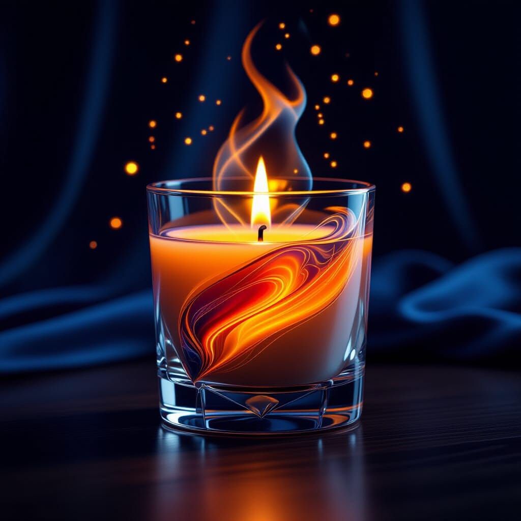 Elegant Candle in Crystal Glass: Cinematic Masterpiece