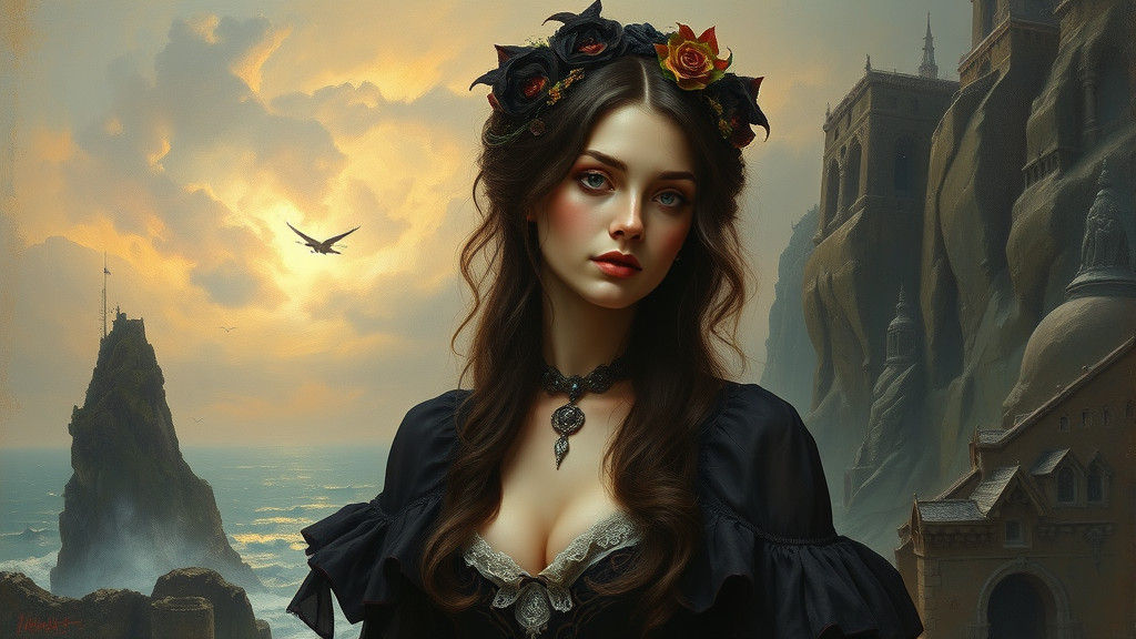 Lovecraftian Victorian Woman: Oil Painting