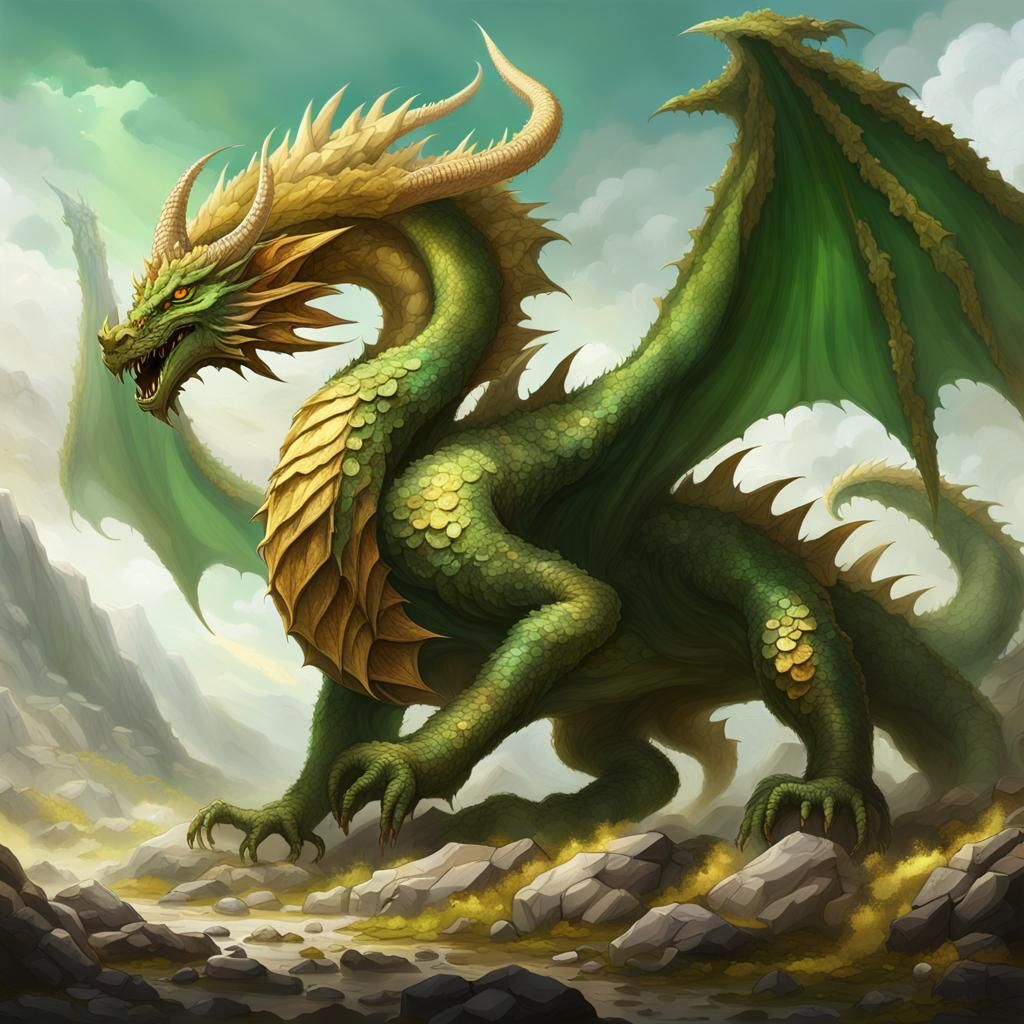 Earth Dragon with Emerald Eyes in Giger Style