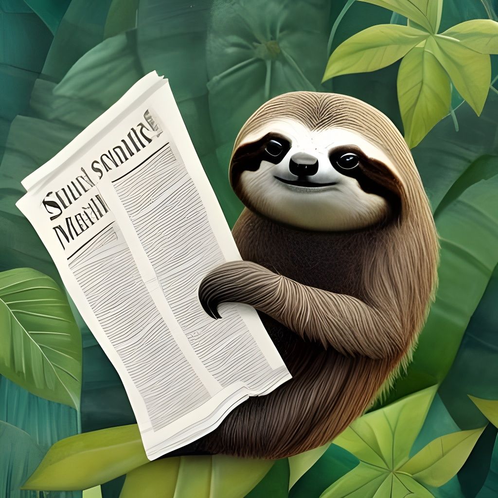 A sloth reading a newspaper