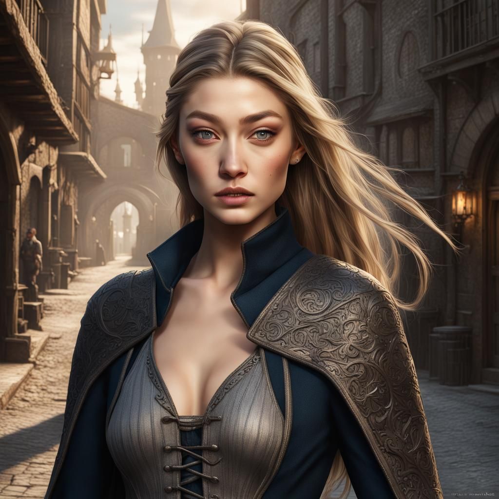 Gigi Hadid as Fantasy Thief: Concept Art Portrait