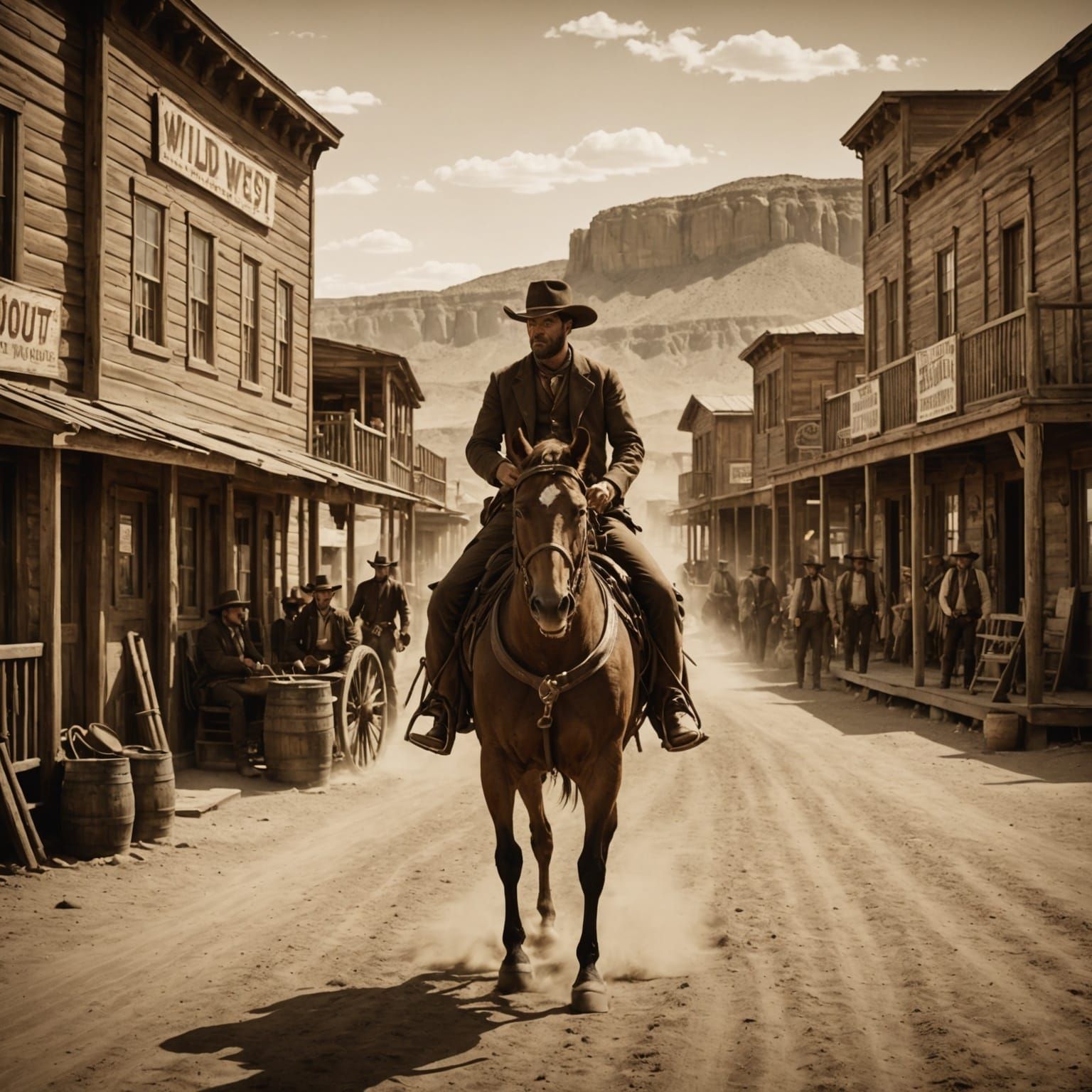 Dramatic Wild West Shootout in Sepia Tone