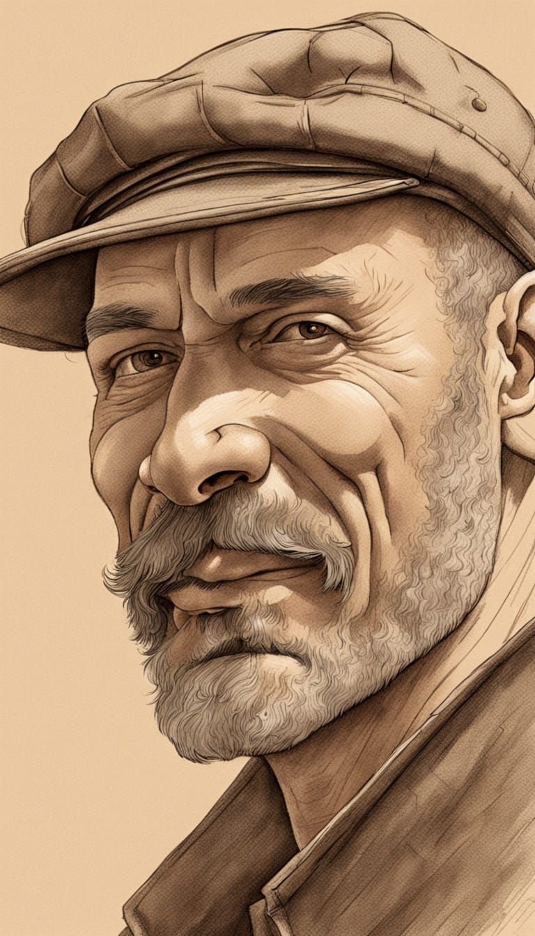 Semi Bald Gentleman in Dark Ages Drawing Style