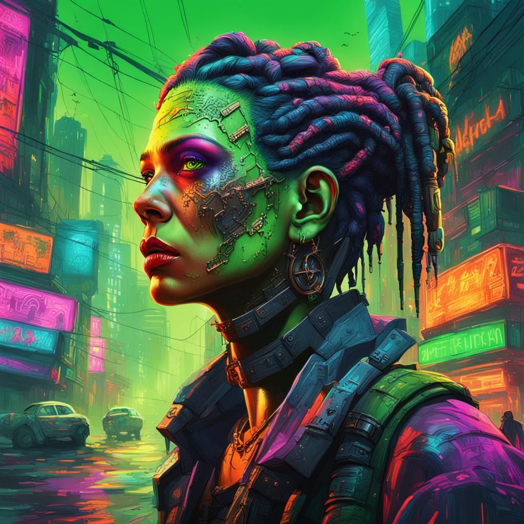 Lady Frankenstein in Neon Jungle City