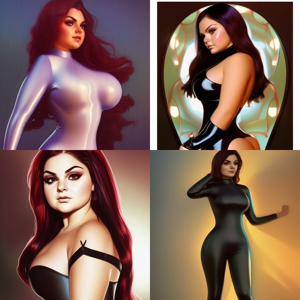 Ariel Winter in Latex Catsuit: Hyperdetailed Portrait