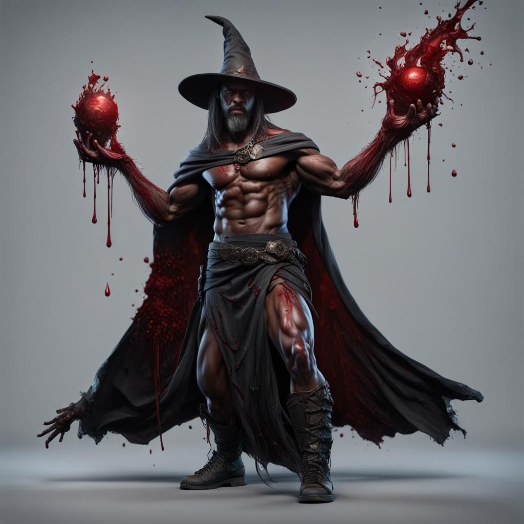 Hyperrealistic Muscular Wizard in Detailed Fantasy Art