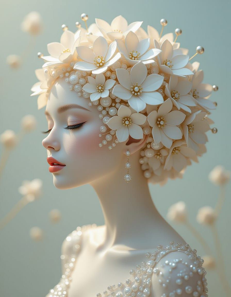 Floral Silhouette with Porcelain Skin in Bloomglow Style
