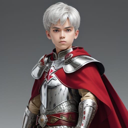 European Royal Soldier Boy in Silver Armor