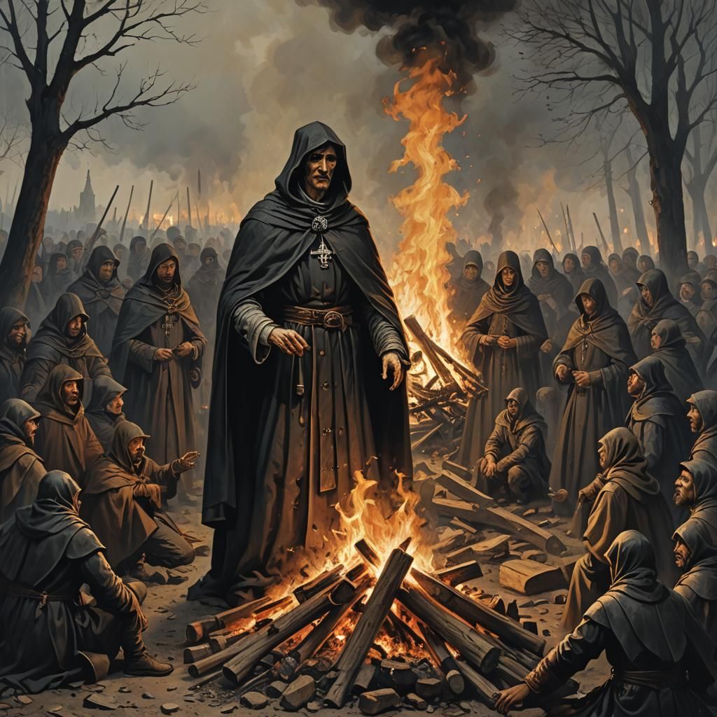 Sinister Bonfire Scene Inspired by Giordano Bruno
