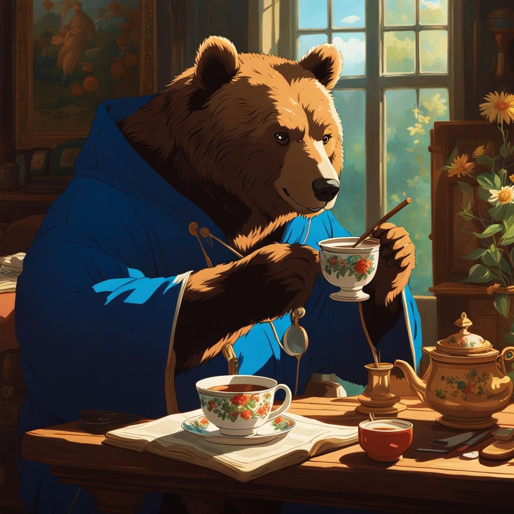 Russian Bear Artist in Anime Style