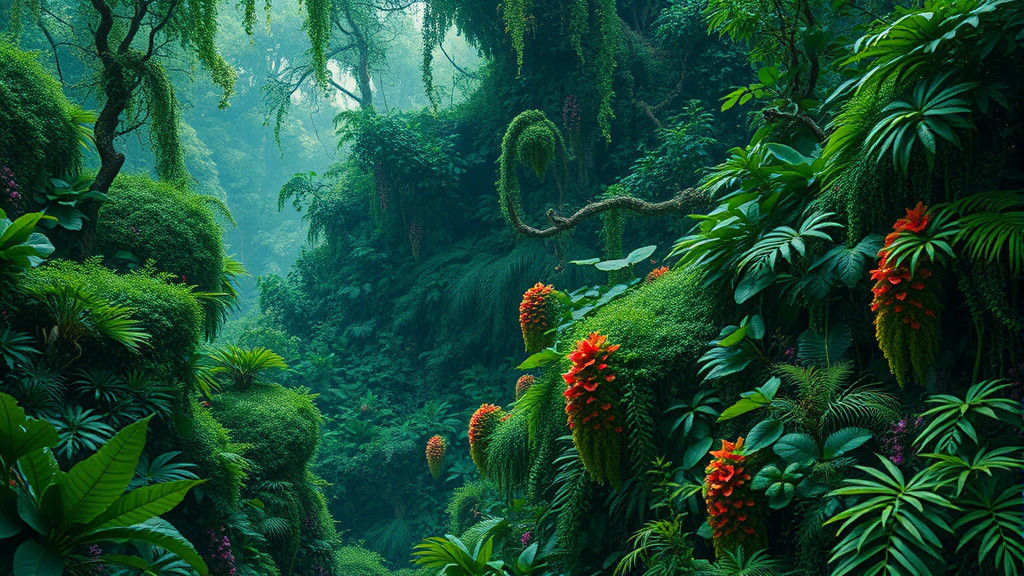 Lush Green Landscape in Maximalist Style