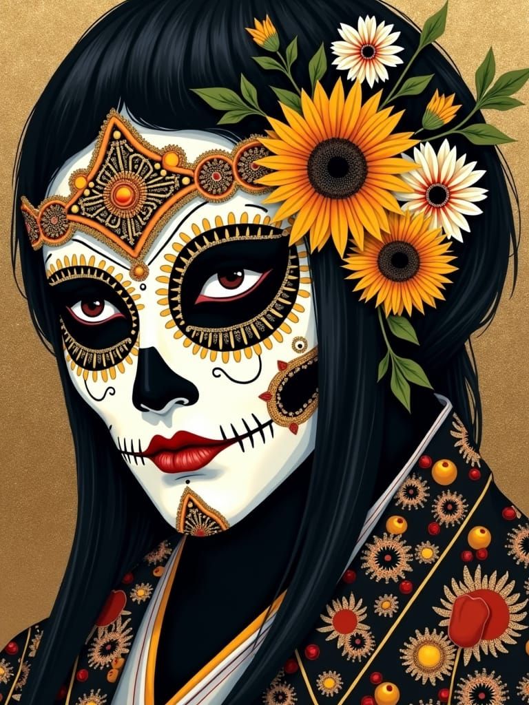 Shogun in Carnival Masks: A Psychedelic Expressionist Portra...