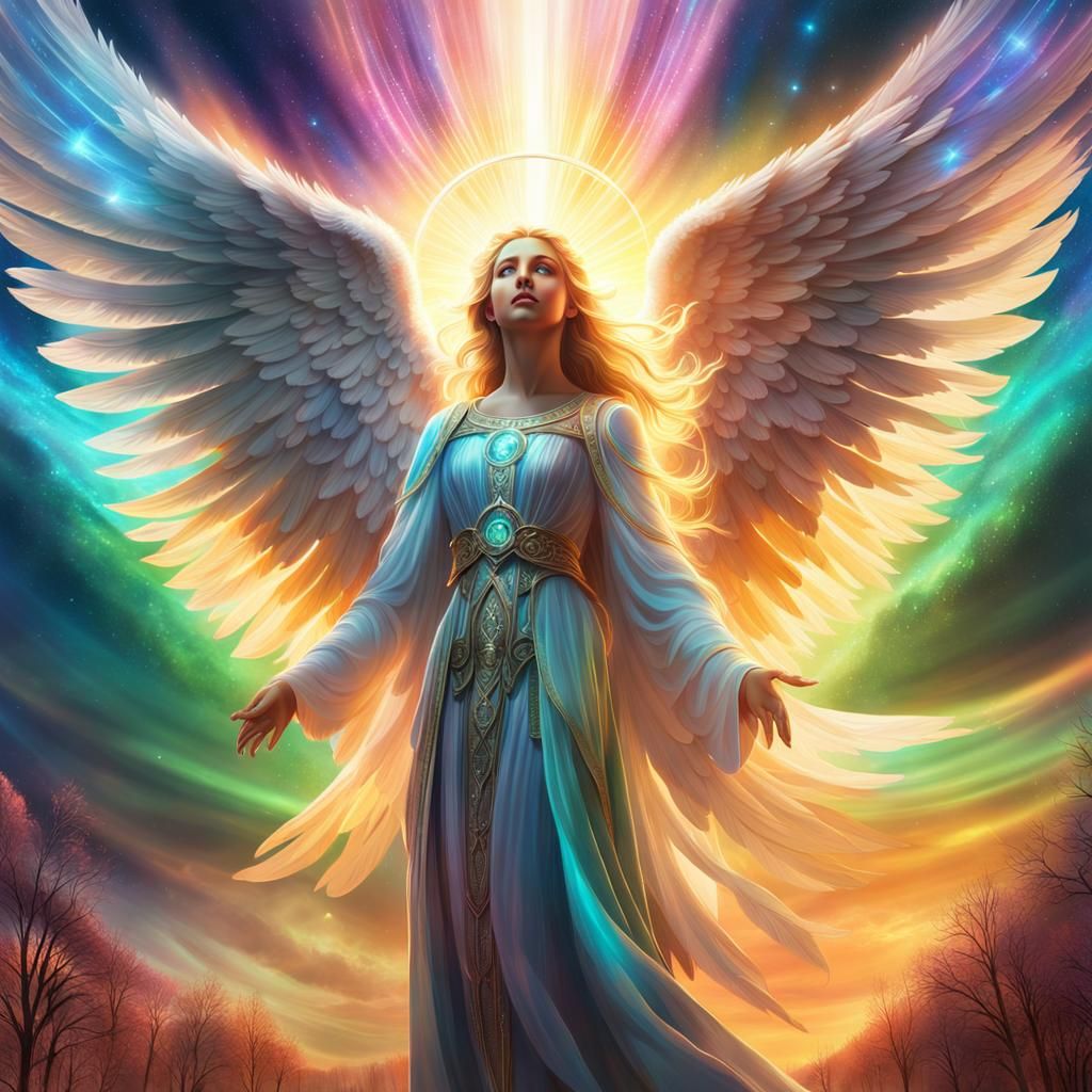 Radiant Angel of Hope in Astral Aurora