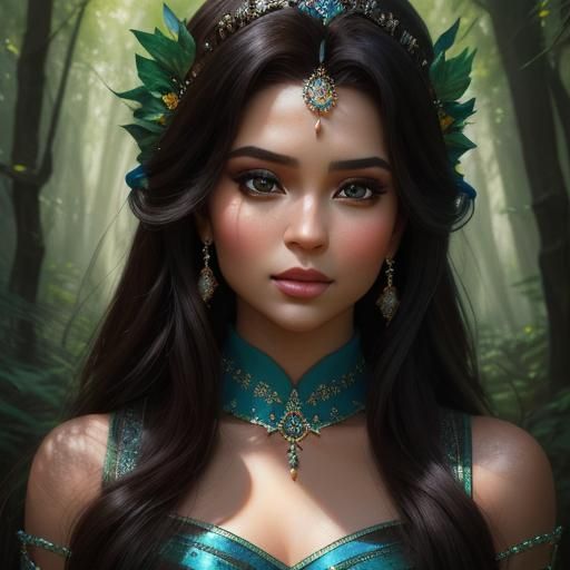 Hyperrealistic Princess Jasmine Portrait in Forest