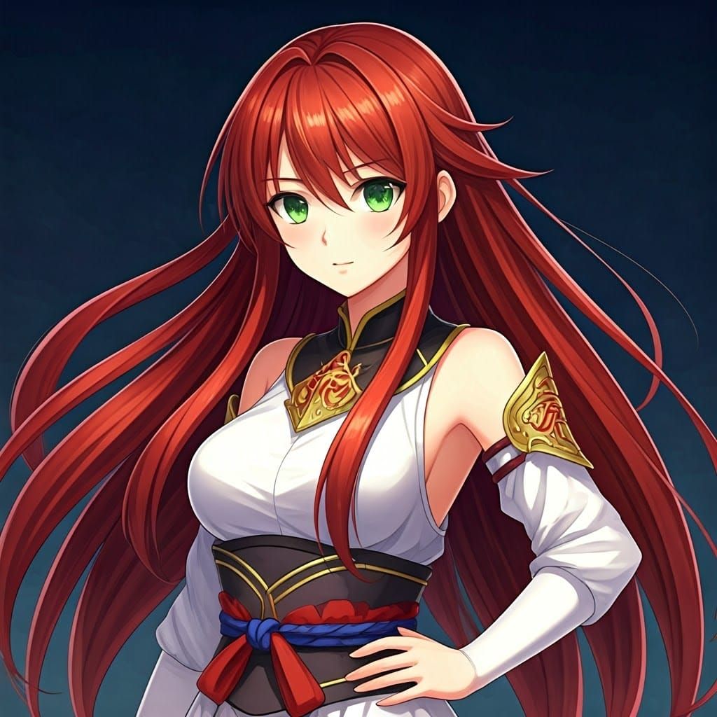Anime Martial Artist Woman With Red Hair