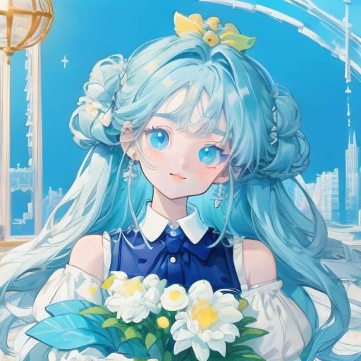 Anime Girl Portrait in Studio Trigger Style