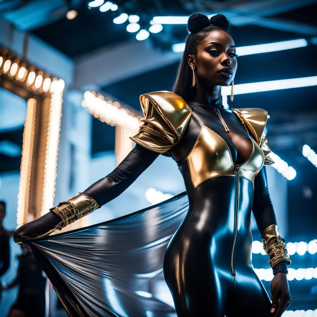 Sci-Fi Dream Woman Posing on Runway