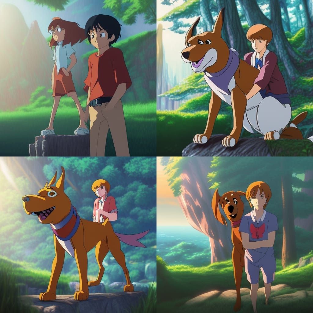 Scooby-Doo in Studio Ghibli Anime Style