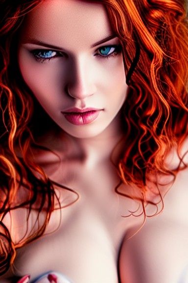 Auburn Haired Beauty in White Lace