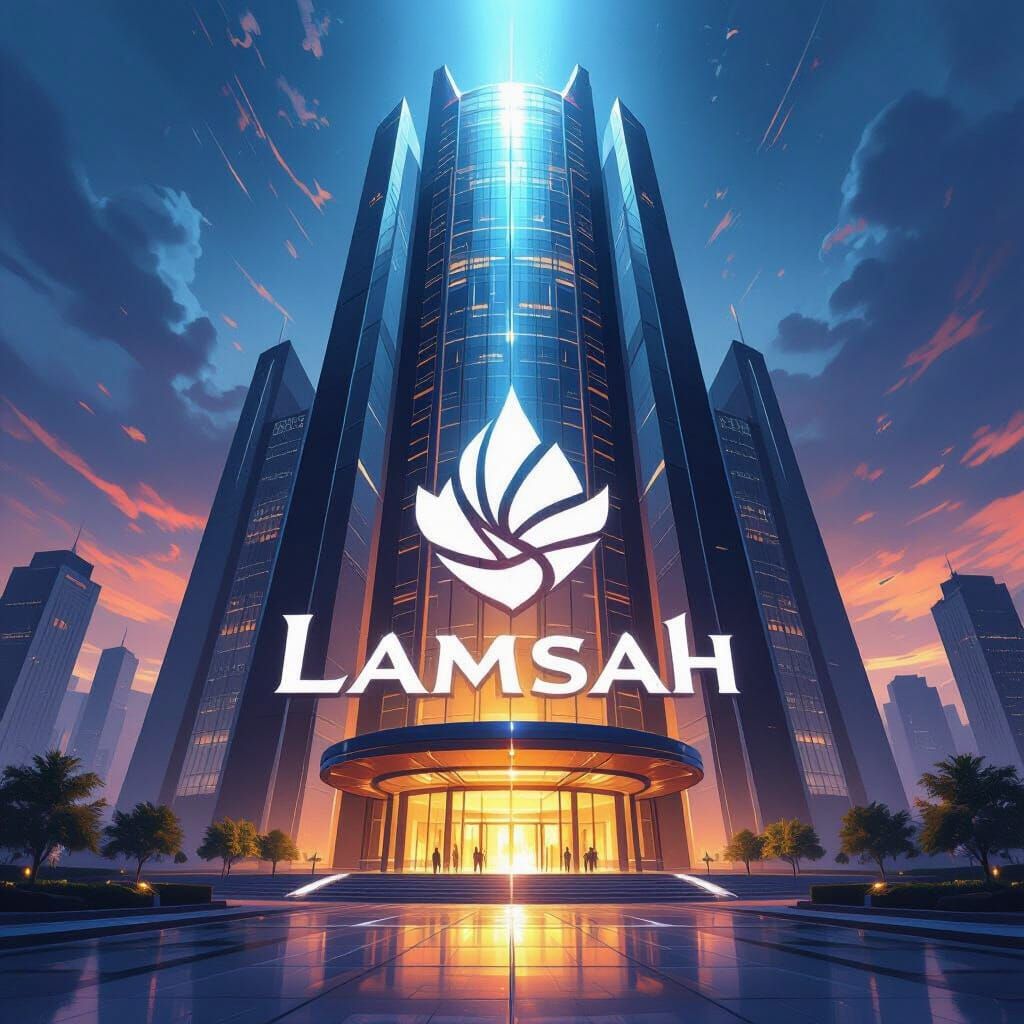 Lamsah Company Logo on Majestic Modern Building