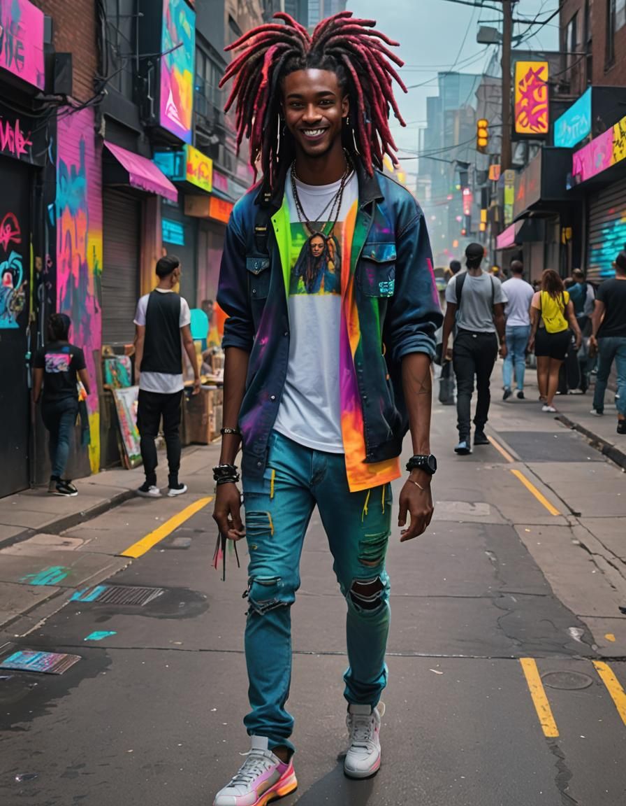 Guy with Rainbow Dreads