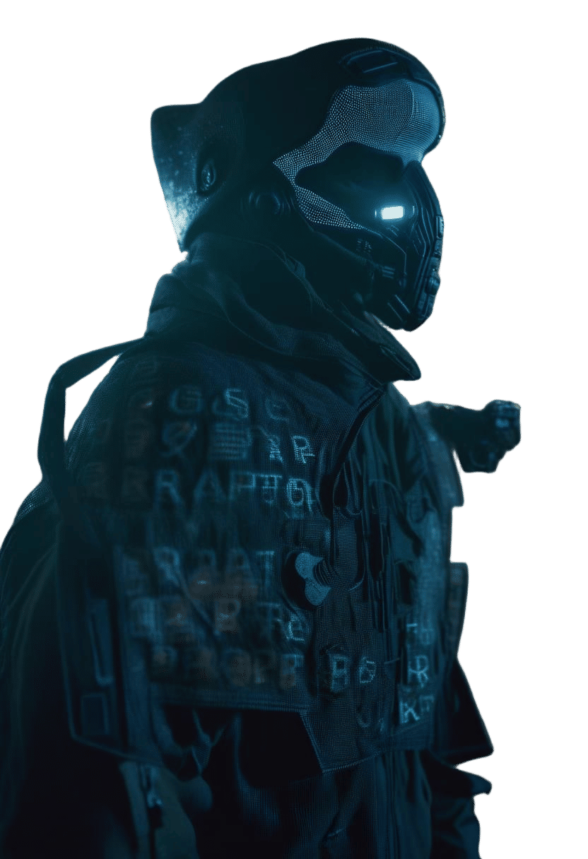 Surreal Tech-Enhanced Human in Black and White