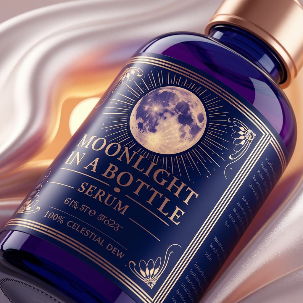 Moonlight Serum Bottle: Ethereal Digital Art