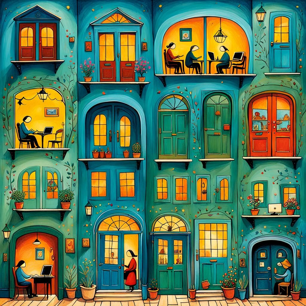 Interconnected Worlds: A Whimsical Illustration of Online Ro...