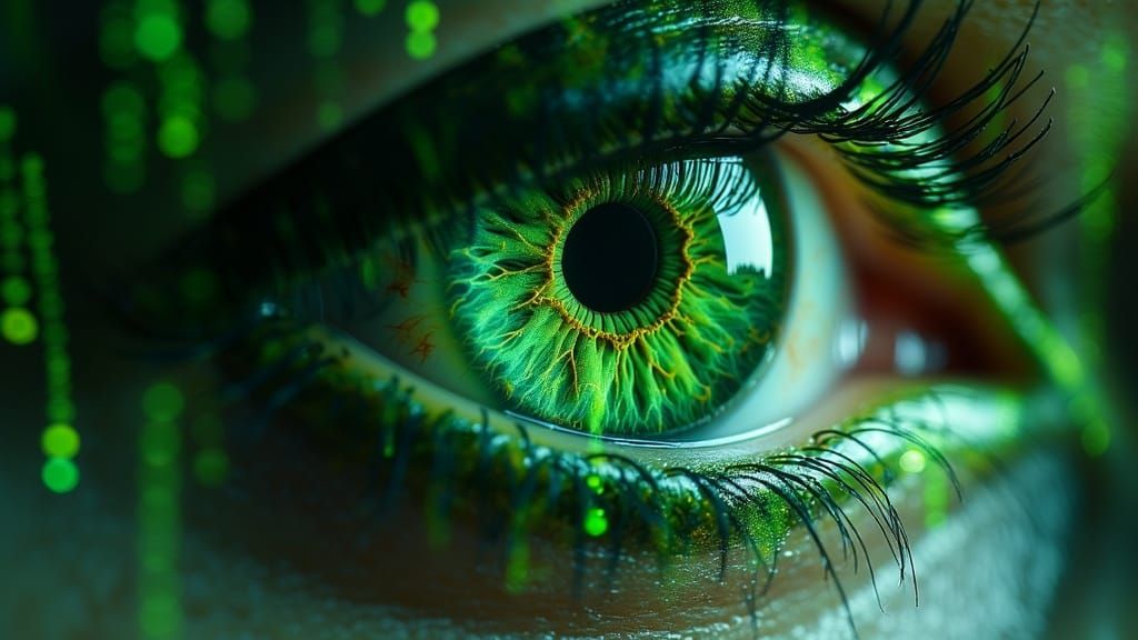 Ethereal Eye in a Neon Matrix Aesthetic