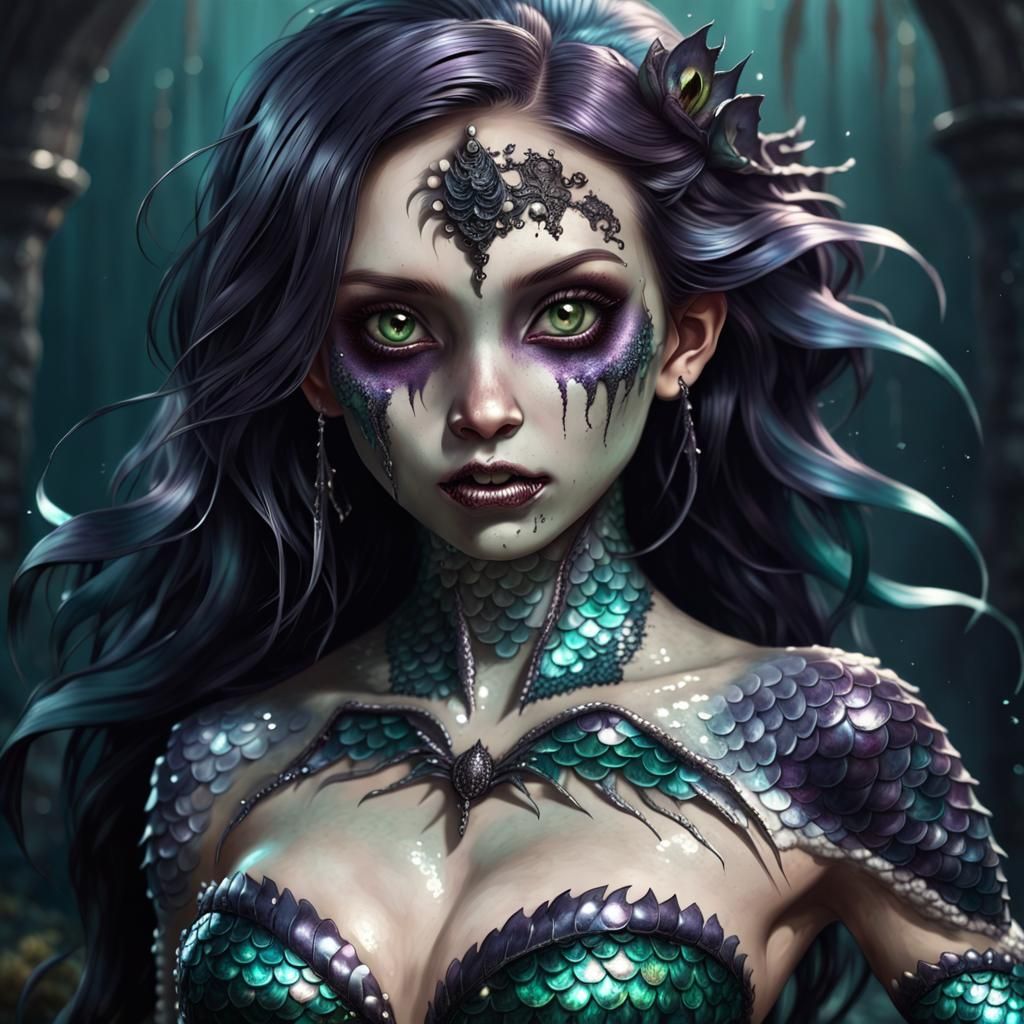 Gothic Zombie Mermaid: Dark Digital Art