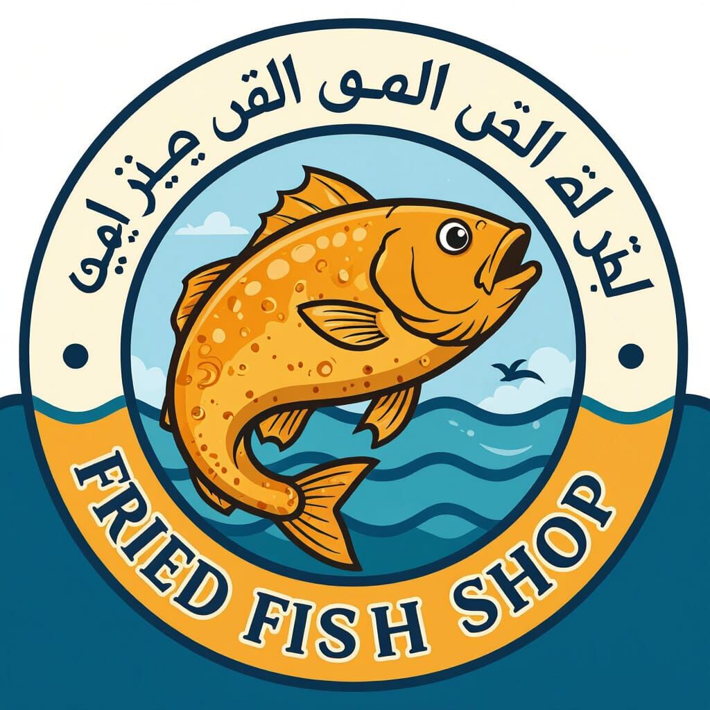 Vector Logo for Fried Fish Shop in Arabic Calligraphy