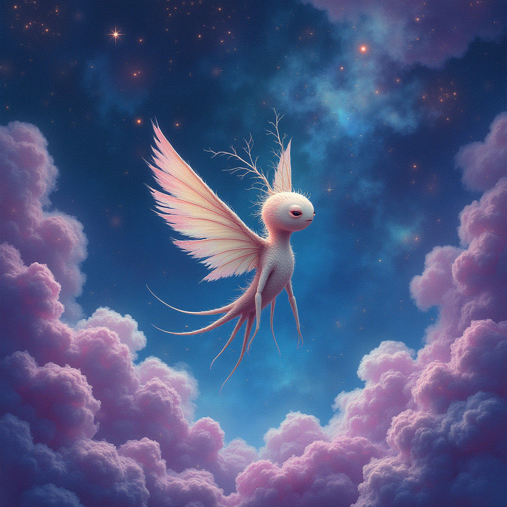 Celestial Being in Starry Galaxy, Watercolor Style